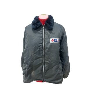 Vintage 70s 80s Ac Delco Racing Jacket Full Zip Sherpa Collar Worked Thrashed Lg